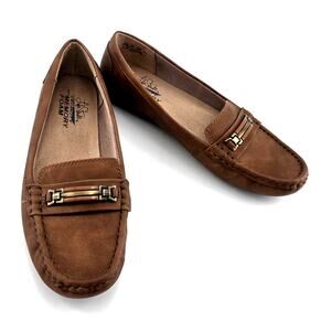 LifeStride Tan Loafers Memory Foam Comfort Flex Size 8.5